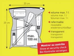 liquides de toilette en avion.